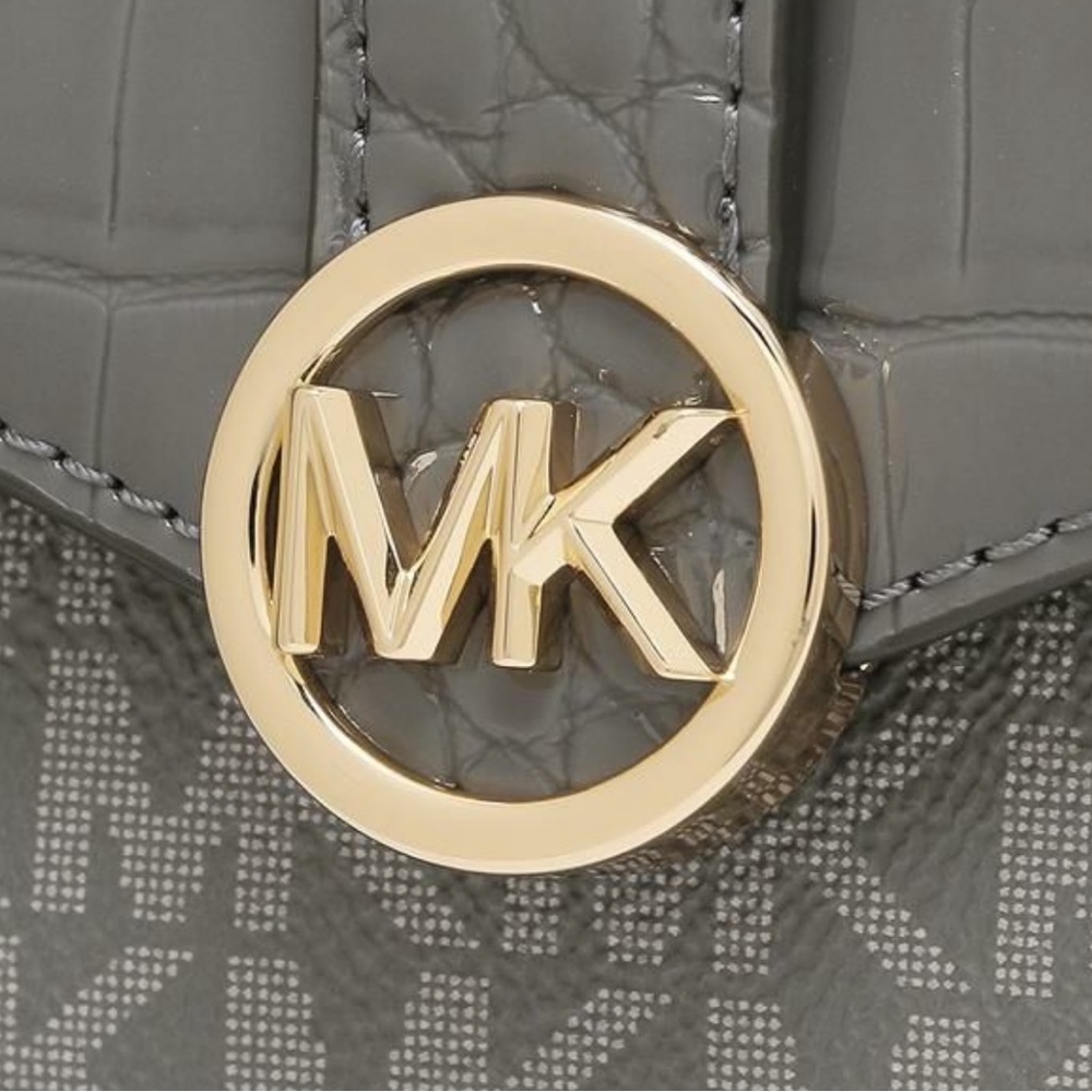 MICHAEL KORS CARMEN MEDIUM FLAP BIFOLD WALLET HEATHER GREY MULTI - Picture 13 of 14